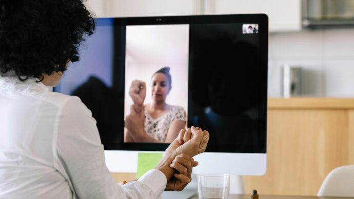 doctor and patient on having a virtual appointment