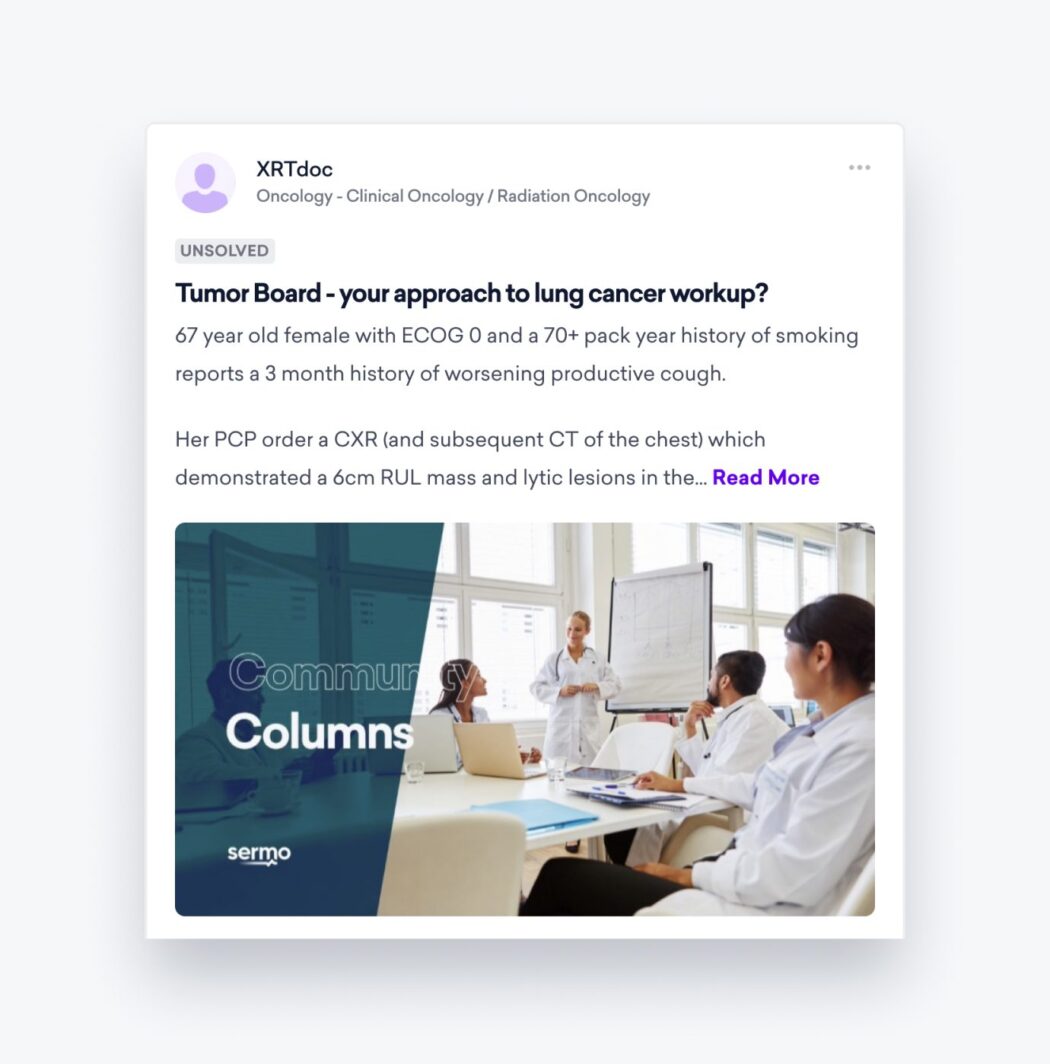 virtual tumor board on Sermo