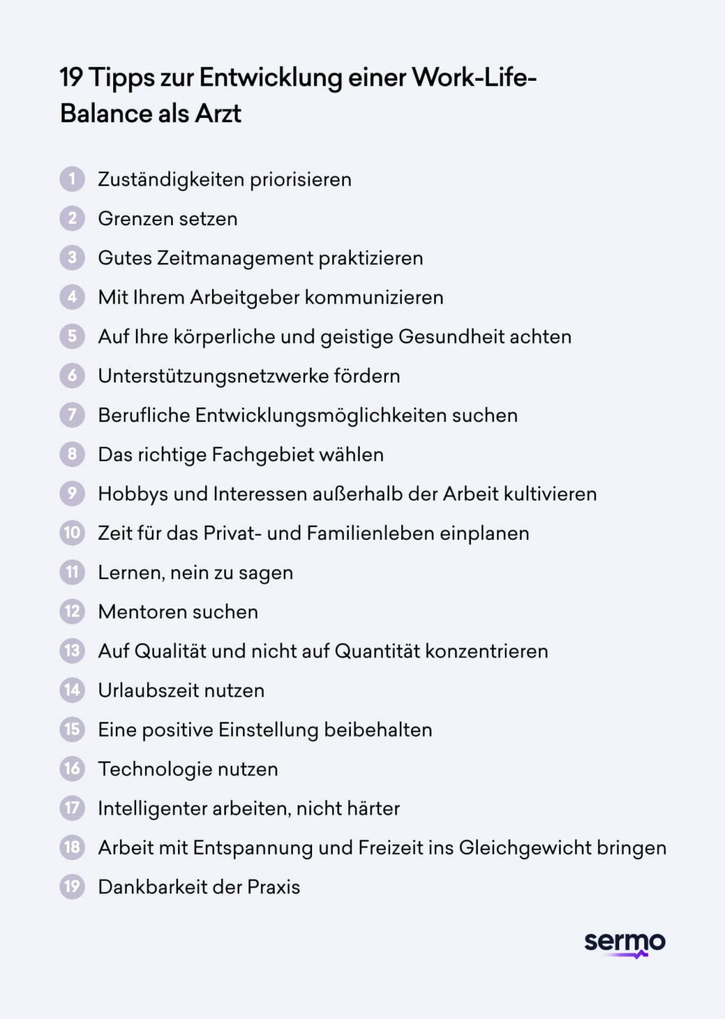 19 Tipps von Sermo-Ärzten zur Entwicklung einer Work-Life-Balance
