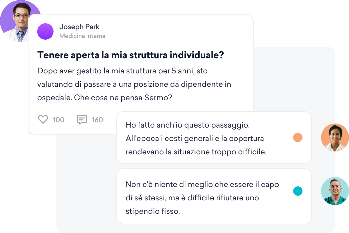 Un thread su un forum di medici in cui il dottor Joseph Park chiede ai colleghi su questo social network dedicato ai medici un parere sulla scelta tra lo studio privato e il lavoro in ospedale.